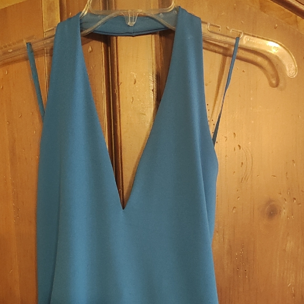 Express Teal Blue V-Neck Bodysuit - Picture 2 of 5
